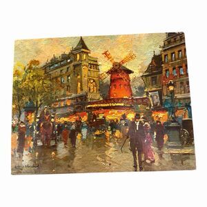 Moulin Rouge Paris Vintage Lithograph Print Antoine Blanchard approx. 10 X 13